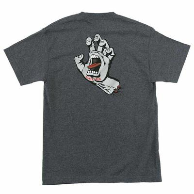 Santa Cruz SCREAMING HAND Футболка для скейтборда УГОЛЬНЫЙ МЕЛАНЖ с СЕРОЙ Рукой