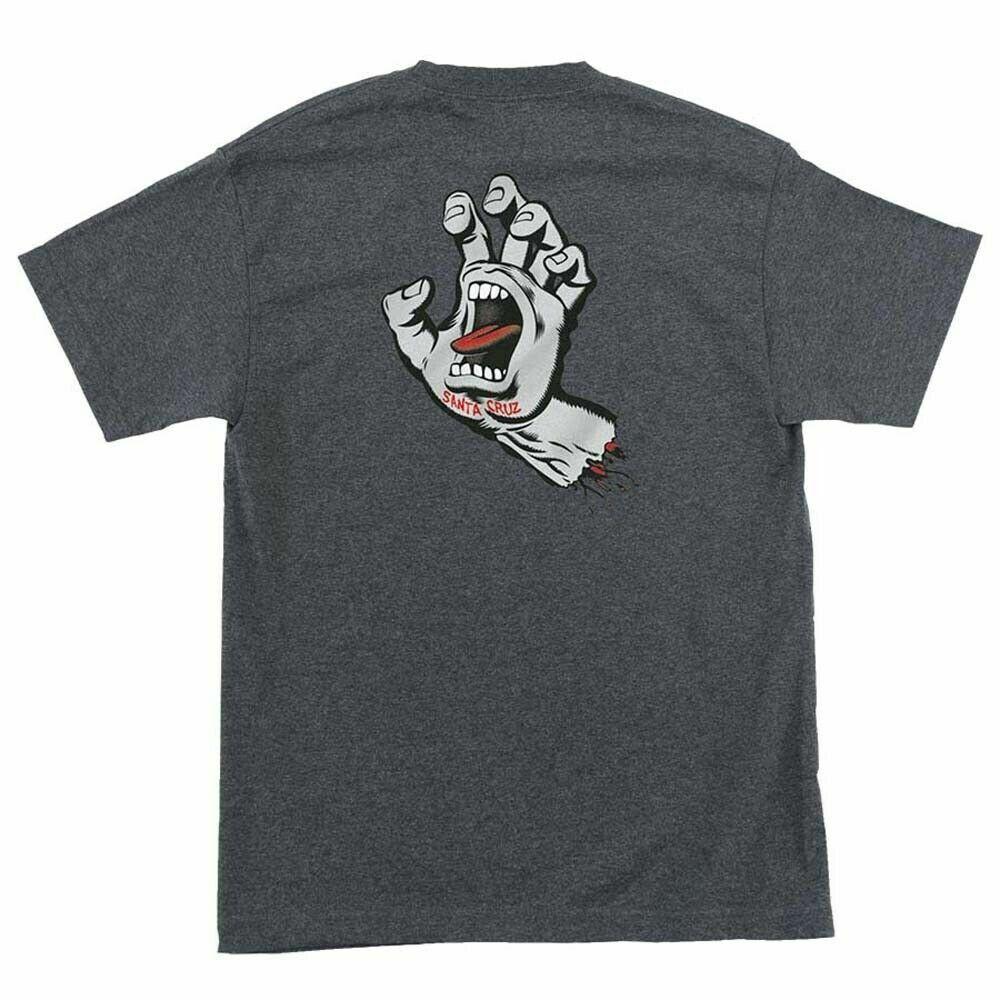 Santa Cruz SCREAMING HAND Футболка для скейтборда УГОЛЬНЫЙ МЕЛАНЖ с СЕРОЙ Рукой