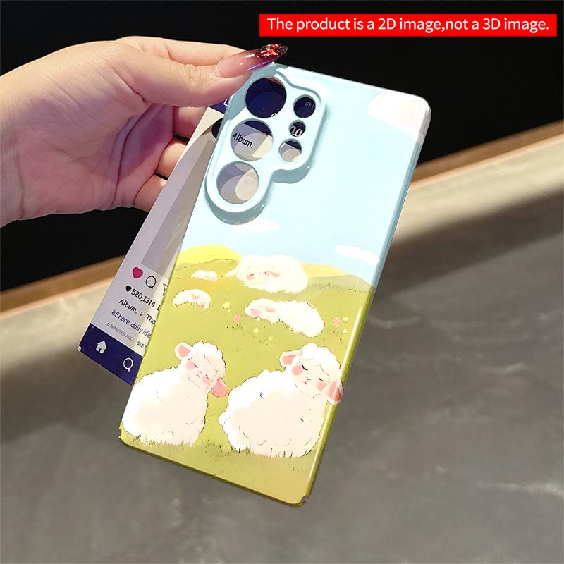 2DFlat Samsung phone case Cute Sheep Resting on Green Hill Applicable to Galaxy S23 S24 S25ULTRA S26 A12 A14 A15 A16 A54 A55