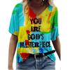 Summer V-neck 3D Abstract Printed Top Fashionable Casual Short Sleeved Women's T-shirts