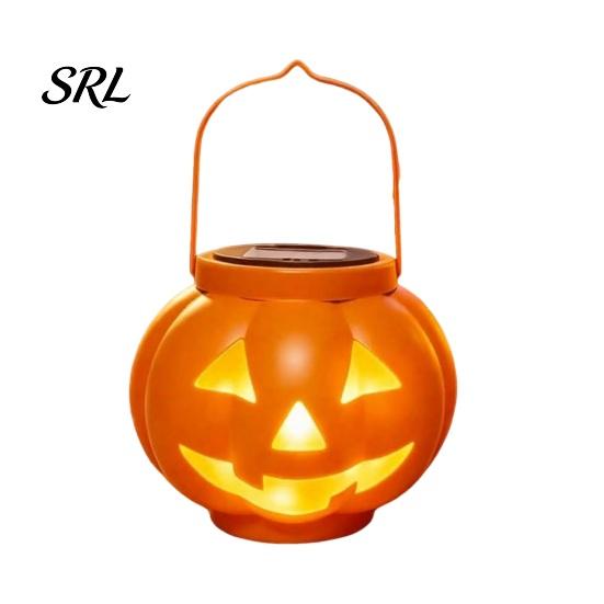Weather Resistant Patio Lanterns Halloween Pumpkin Solar Lantern, Waterproof Outdoor Hanging Light, Orange Powered Fall Porch Decor Spooky Face