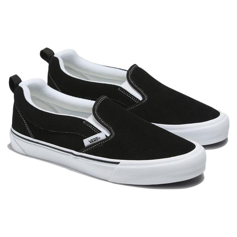 Vans Knu Slip Унисекс Низкие Кеды для Скейтборда Черно-Белые Ретро Прочные VN0009QD6BT