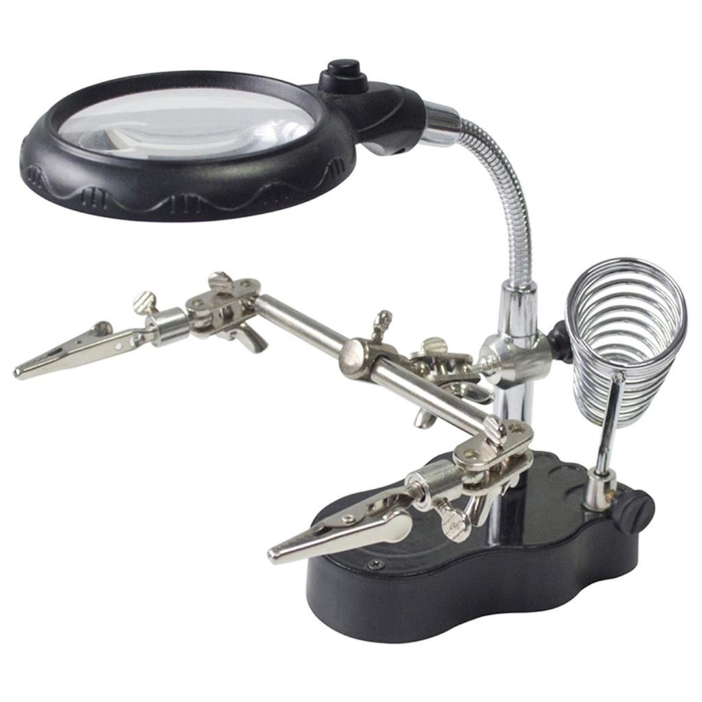 Soldering station, soldering magnification of glass magnifying LED light helps hand with 3X main lens and 12x