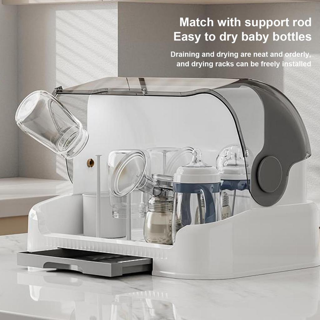 Baby Bottle Drying Rack Toddler Bottles Storage Box Dustproof Bottle Storage with Removable Drip Tray Durable Countertop Rack