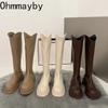 Fashion Designer Women Knee High Boots Fashion Back Zippers Knight Long Boots Square Heels Autumn Winter Ladies Shoes