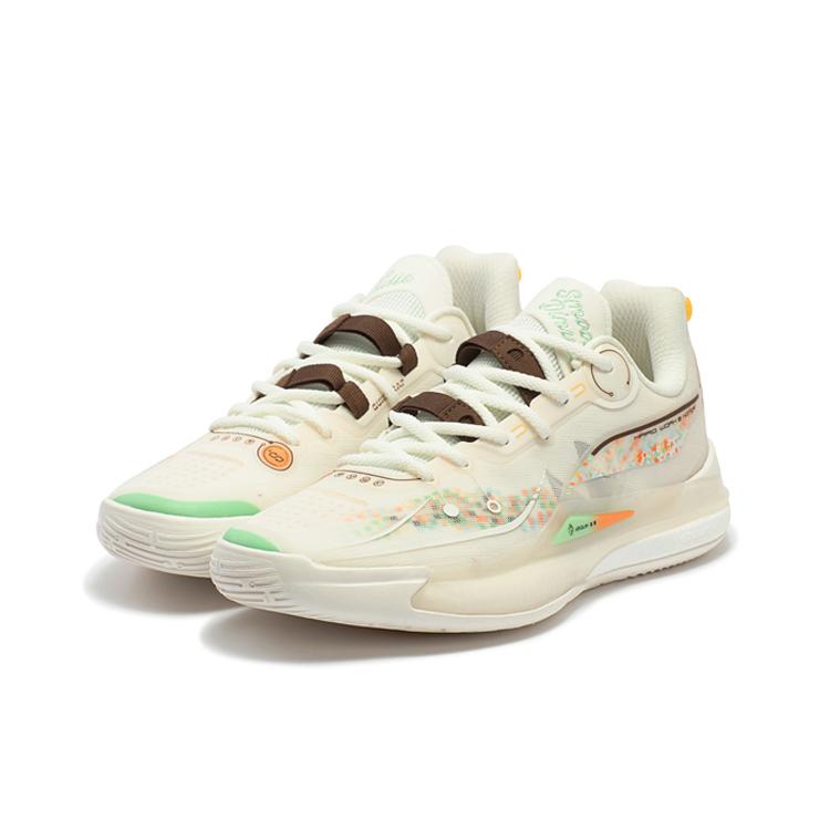 New 361° DVD2 Basketball Shoes Men Low Top White Yellow 572411107-2