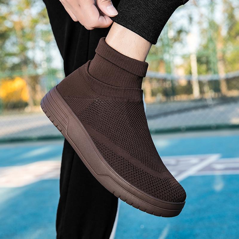 Women Casual High Top Platform Sneakers Slip On Socks Shoes Couple Flats for Men