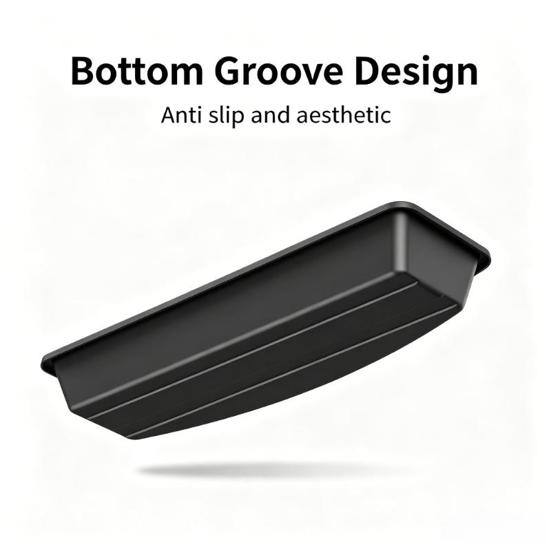 Under Seat Car Tray, Black ABS Storage Box with Slide-In Placement for Front Seat Small Item Control and Routine Cabin Use in Cars