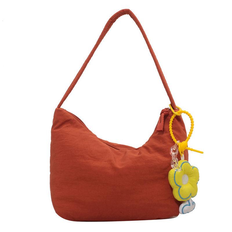 Solid Color Women Underarm Bags Soft Nylon Ladies Simple Hobos Shoulder Bag Female Clutch Purse Small Handbags Girls Armpit Bag