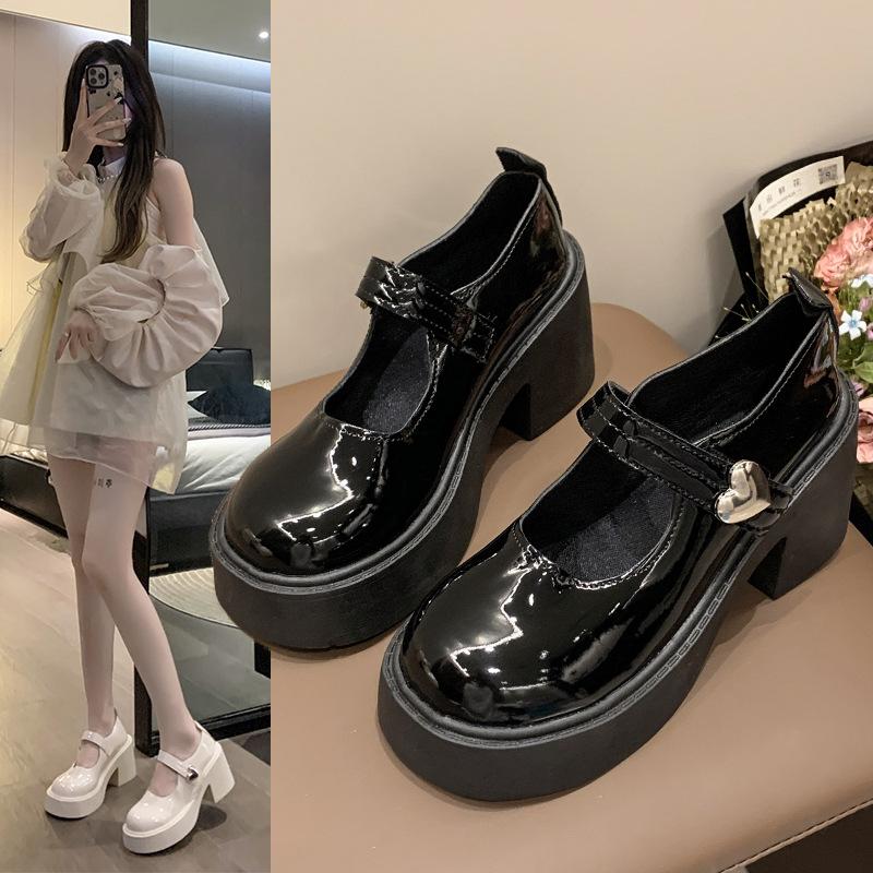 Туфли Мэри Джейн женские осень-зима 2025 новые модные универсальные туфли с круглым носком и толстым каблуком водонепроницаемые туфли на платформе одинарные