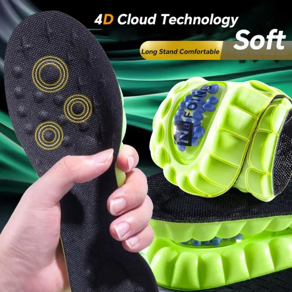 1 пара 4D Cloud Sport стелек для обуви, ПУ воздушная подушка, мягкая амортизация, дезодорирующие, дышащие, для бега, ортопедические стельки
