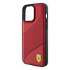 Ferrari Perforated Waves Metal Logo Case For Iphone 15 Pro - Red