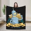 Bendered Robot Fry Leela Cartoon Blanket Planet Express Flannel Throw Blankets Bedroom Sofa Decoration Thin Bedspread Portable