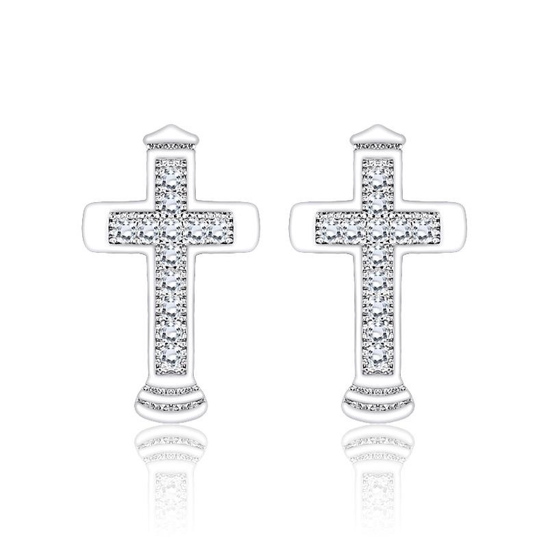 Модные серьги-игл с микро-набором из циркония, серьги-крестики для женщин, студенческие серьги