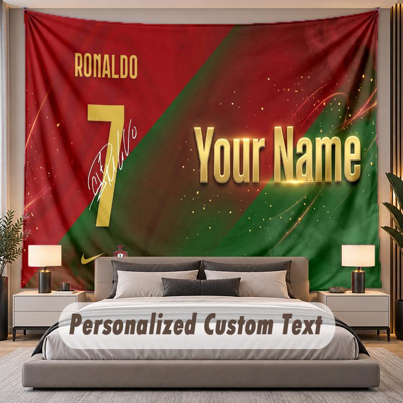 Custom Name Text Tapestry Cristiano Ronaldo Personalized Polyester Wall Tapestry For Bedroom And Room