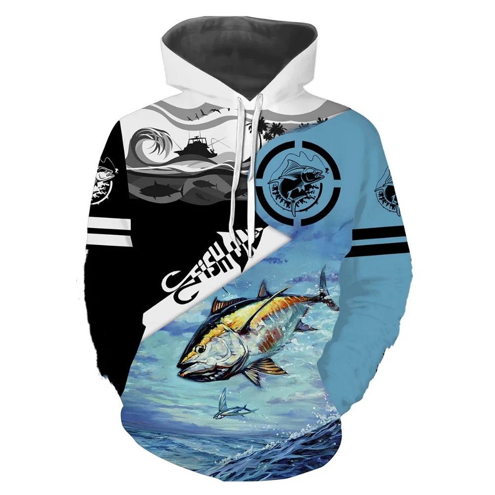 Смешная 3D-печать на тему ловли тунца с капюшоном для мужчин Harajuku Streetwear Hoodie Unisex Casual Pullover Autumn Jacket Sports Suits