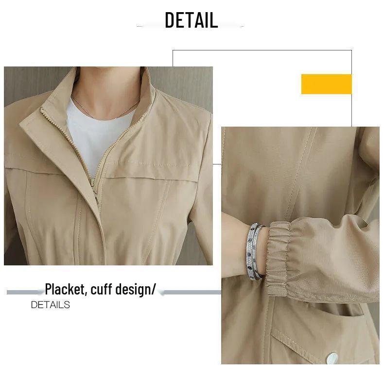 Women's Slimming Trench Coat with Stand Collar - 2024 Spring/Autumn Fashion