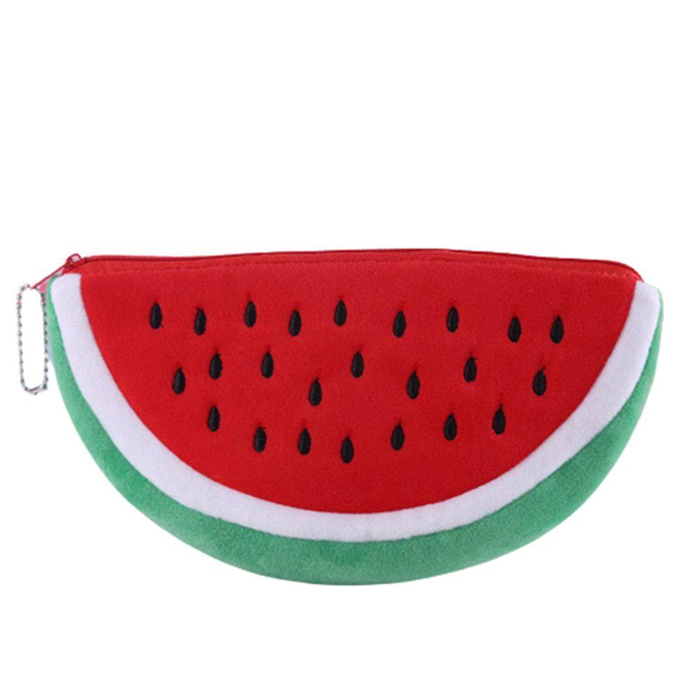 School Pencil Cases Stationery Cartoon Watermelon Plush Pencil Bags