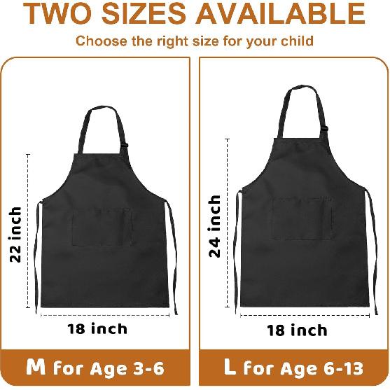 2Pcs Kids Aprons Children Artists Aprons with Pockets Adjustable Chef Aprons for Cooking Kitchen Backing Painting
