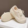 Мода 2024 года, горячая распродажа, короткие плюшевые теплые кроссовки для женщин, обувь на шнуровке, новые повседневные удобные нескользящие женские туфли на толстой подошве