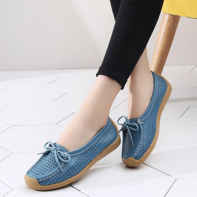 Women Shoes Genuine Leather Ladies Shoes Female Shallow Casual Moccasins Woman Shoes Plus Size