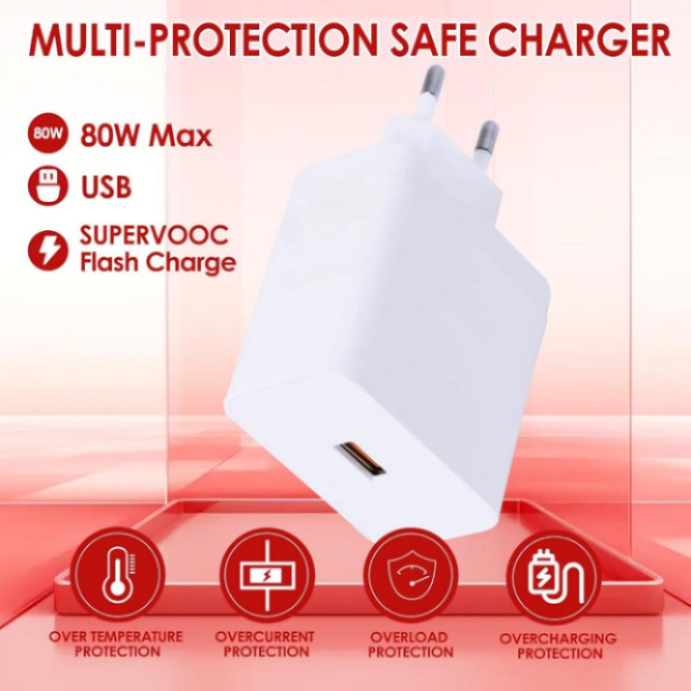 Xiaomi 80W EU Super Fast Charger For OnePlus 10 Pro 11 12 13 13T Nord CE 2 3 Lite 4 5 N300 OPPO Realme Type C USB Flash Charging Cable