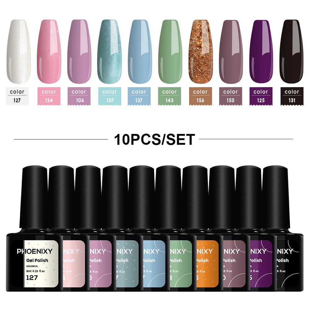 PHOENIXY 111 Colors of Gel Nail Polish Bright and Colorful Gel Lacquer for UV Gel Nails Soak-off UV LED Semi-Permanent Gel Varnishes