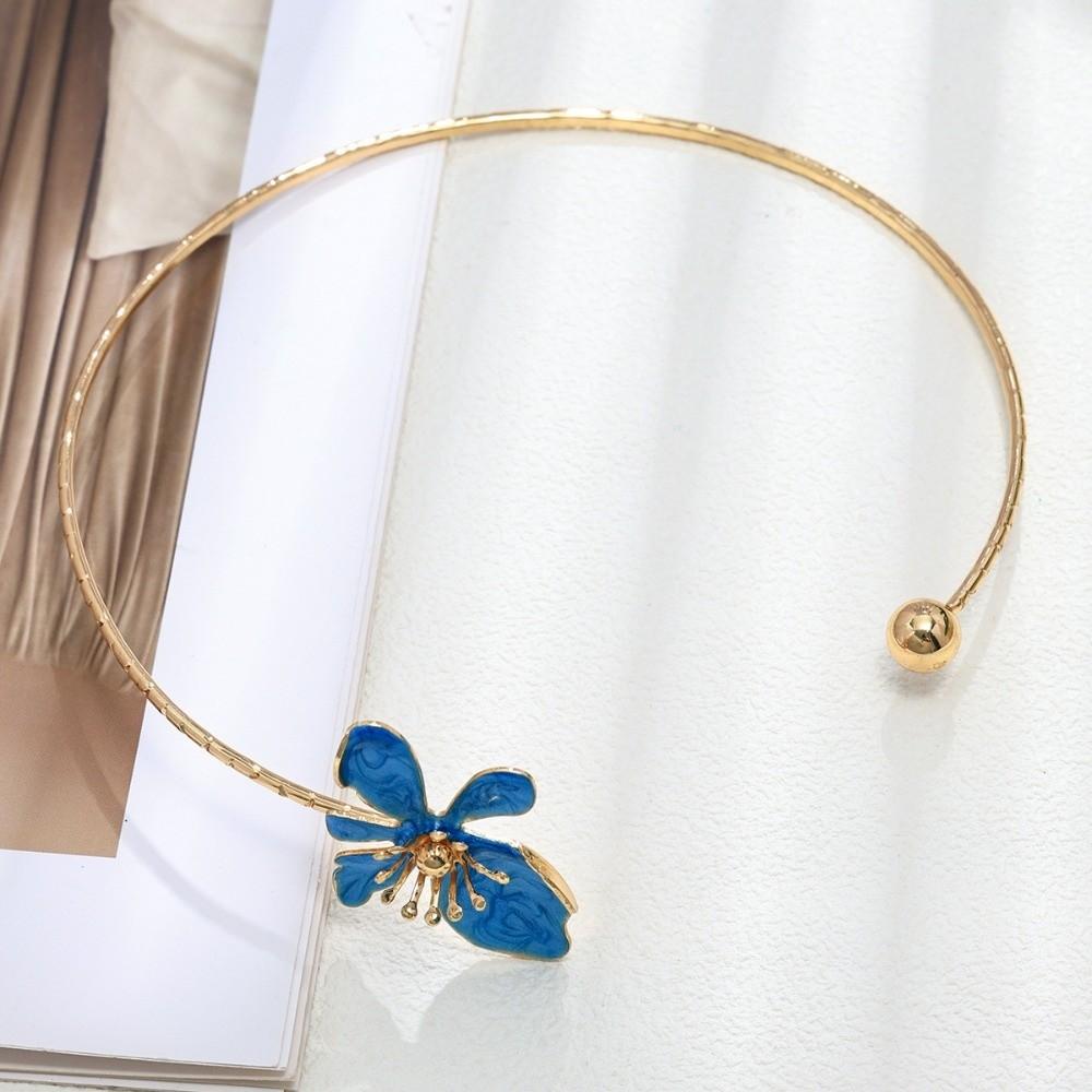 Colorful Flower Necklaces Geometric Collar Necklace Elegant Open Chokers Girl