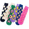 Creative Cute Food Sock Fruit Avocado Cookie Egg Color Matching Cotton Tube Socks