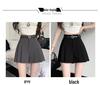 Women's Summer 2024 Gray Pleated High-Waist A-Line Skirt Shorts - Slim, Loose Fit
