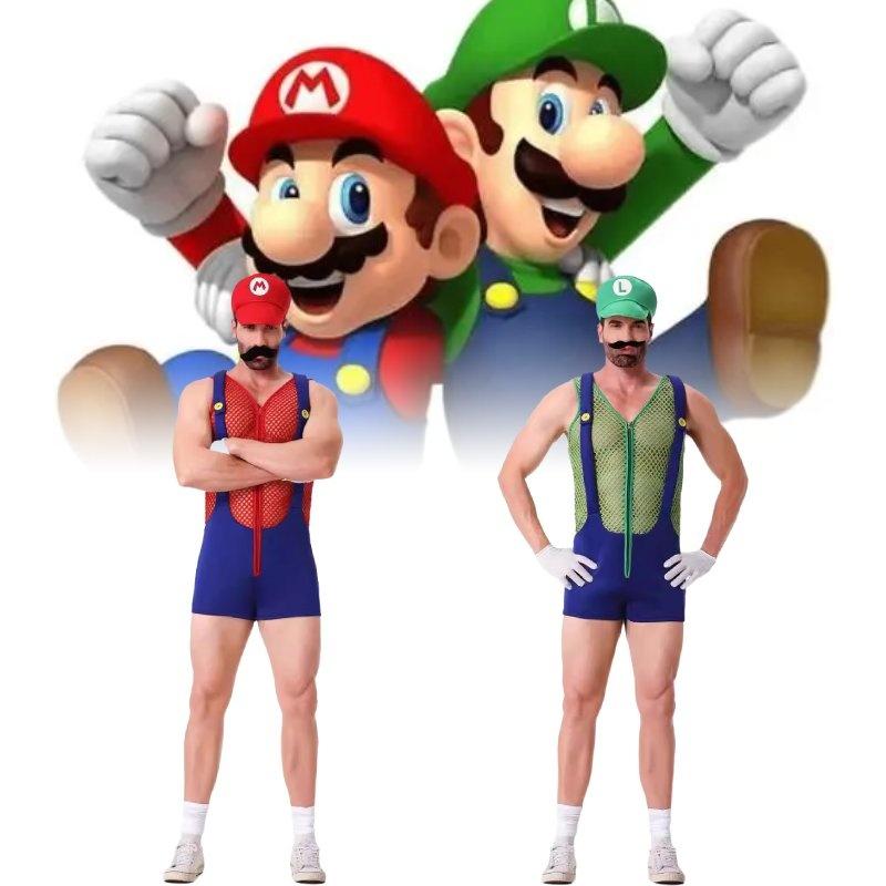 Trendy Cosplay Mario Adult Costume Featuring Hat Gloves Mustache And Overalls