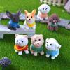 12Pcs Desktop Decoration Dog Ornaments Teddy Corgi Animal Statue Dog Figurine  Fairy Tale Gardens