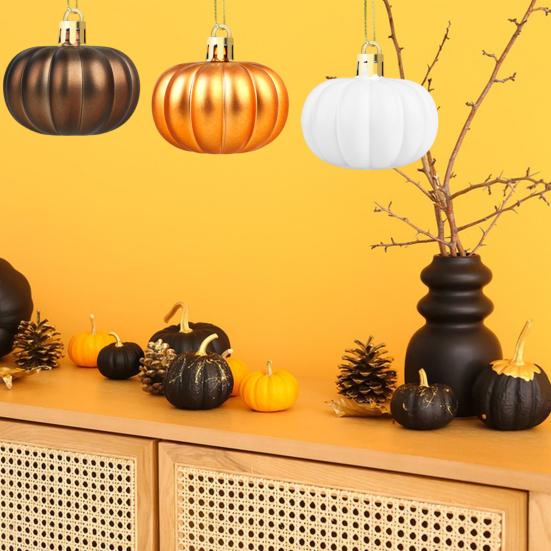 Mini Pumpkin Hanging Ornaments Thanksgiving Harvest Home Tree Decorations Reusable Hanging Pumpkin Ball for Autumn Holiday Party Supplies