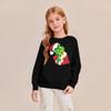 Kids' Fashion Loose-Fit Casual Long-Sleeve Christmas Print Oversized Crewneck Sweatshirt
