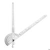 Angle Meter, Goniometer, Protractor, Gauge Arm, 180 Degree Rotation, Ruler Tool, Stainless Steel, Silver
