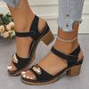 Metal Decor Women's Chunky Heel Sandals Summer 2025 Fashion Outdoor Beach Shoes Woman Lightweight High Heeled Casual Sandalias