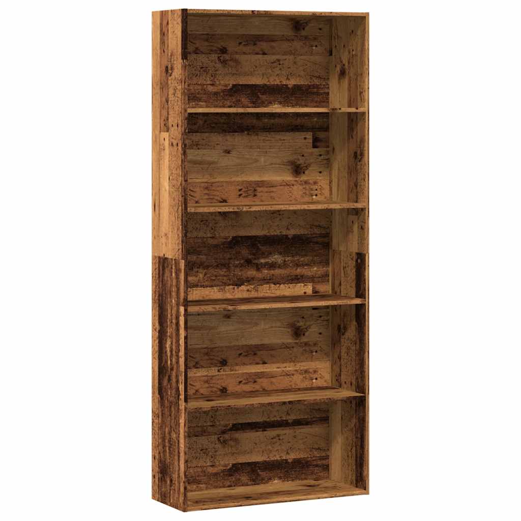 Bookshelf Reclaimed Wood Look 80x30x189 cm Engineered Wood