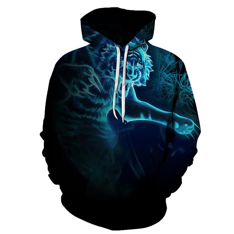 Весенне-осенние крутые мужские толстовки с животным тигром, мужские и женские модные повседневные толстовки с 3D принтом, пуловер с капюшоном, уличная одежда, топы