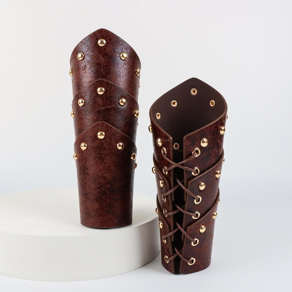 1 пара унисекс средневековых кожаных наручей, браслетов с пряжками, аксессуар для костюма для косплея на Хэллоуин для тематической вечеринки