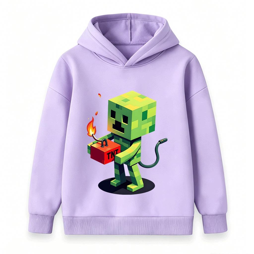 Kids Boys Girls 100% Cotton Crew Neck Short Sleeve T-Shirt, Funny Pixel Green Game Creeper Hold TNT Print Casual Soft Tee Tops for Children Daily Wear