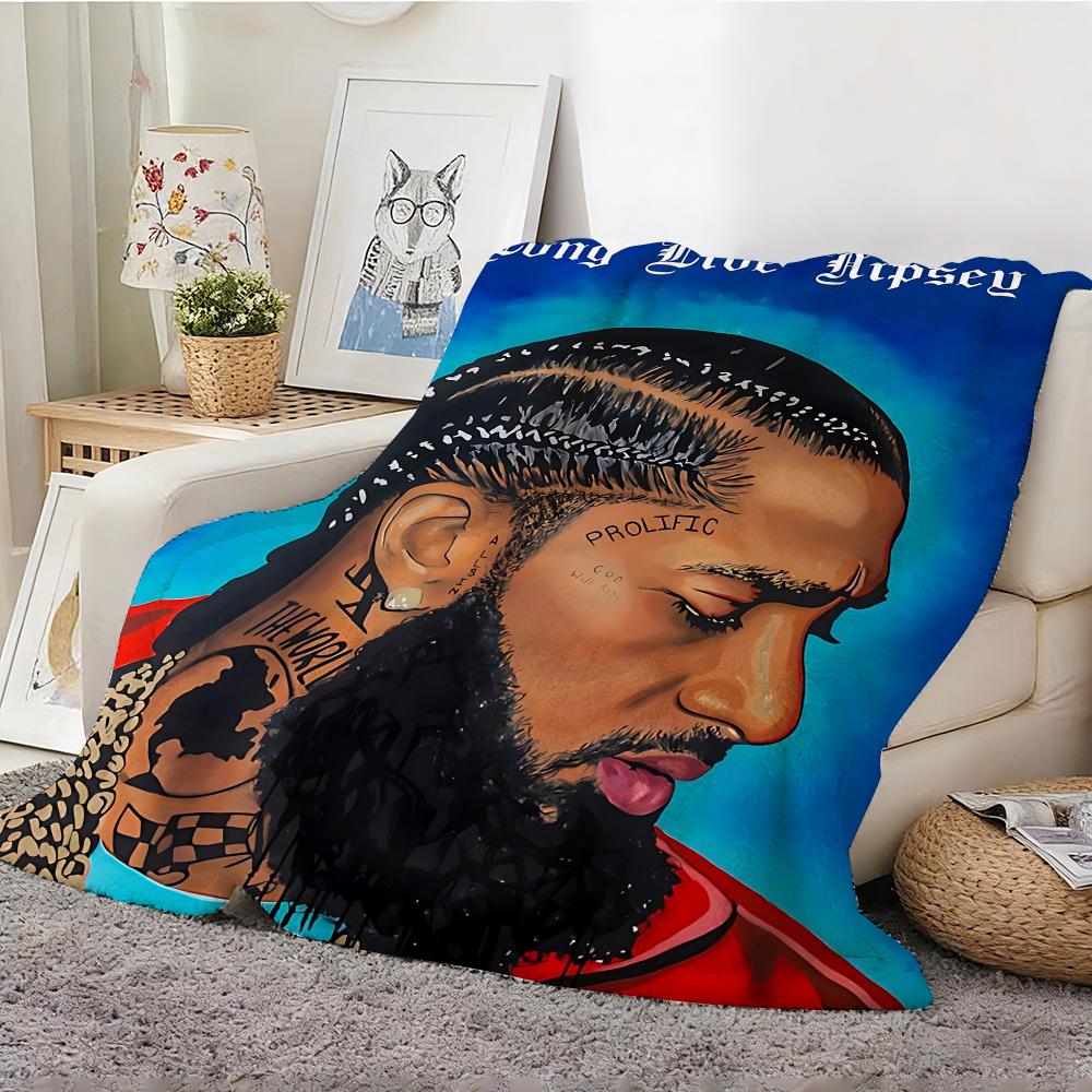 Плечистый легкий плед из фланели 240 г с изображением рэпера Nipsey Hussle, мягкий, приятный для кожи, для охлаждения летом