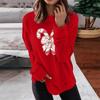 Женская мода повседневная рождественская бантовая печать круглый вырез длинный рукав топ