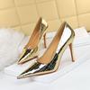 Модные женские роскошные винтажные сексуальные туфли на высоком каблуке с металлическим узором и камнями, изысканные туфли-лодочки на высоком каблуке с острым носком 18249-1