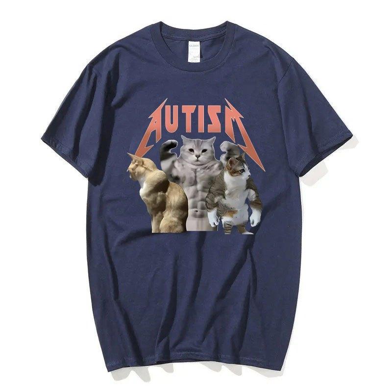 Футболка Buff Cats Autism Memory для фитнеса, спортзала, моды, хип-хопа, с коротким рукавом, женская летняя удобная футболка