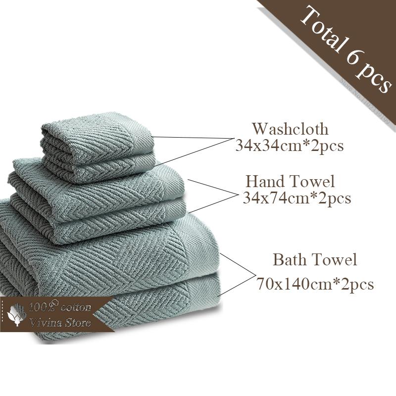 6 Pieces Pure Cotton Bath Towel Set For Adults Soft Geometric Face Towel For Facial Towels Bathroom Set Luxury Washcloth Terry