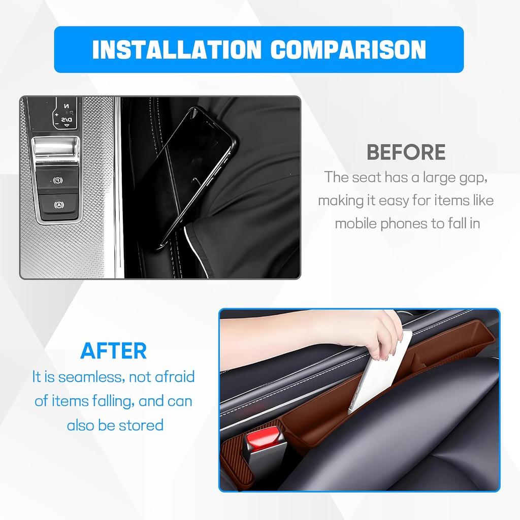 2PCS Car Seat Gap Filler Organizer, Car Seat Organizer, Multifunctional Seat Gap Storage Box For Phone Key, Fill The Gap & Stop Things From Dropping,