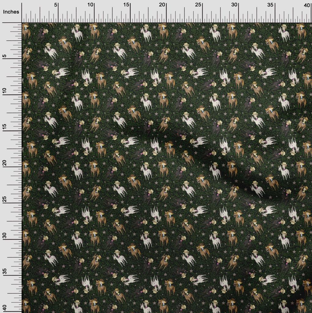 oneOone Cotton Flex Forest Green Fabric Cowboy Sewing Material Print Fabric By The Yard 40 Inch