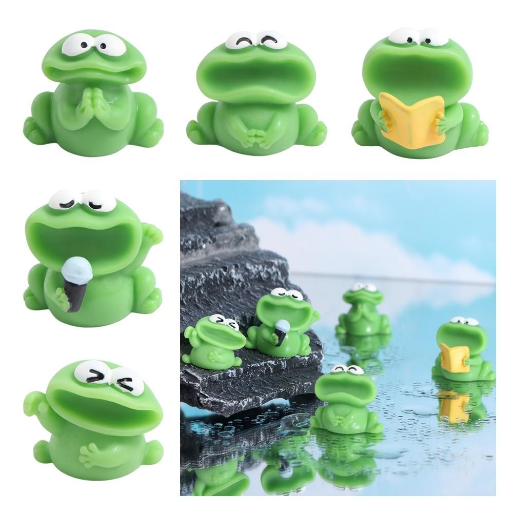 Cartoon Big Mouth Frogs Statue Cute Mini Frogs Ornament Micro Landscape Ornaments
