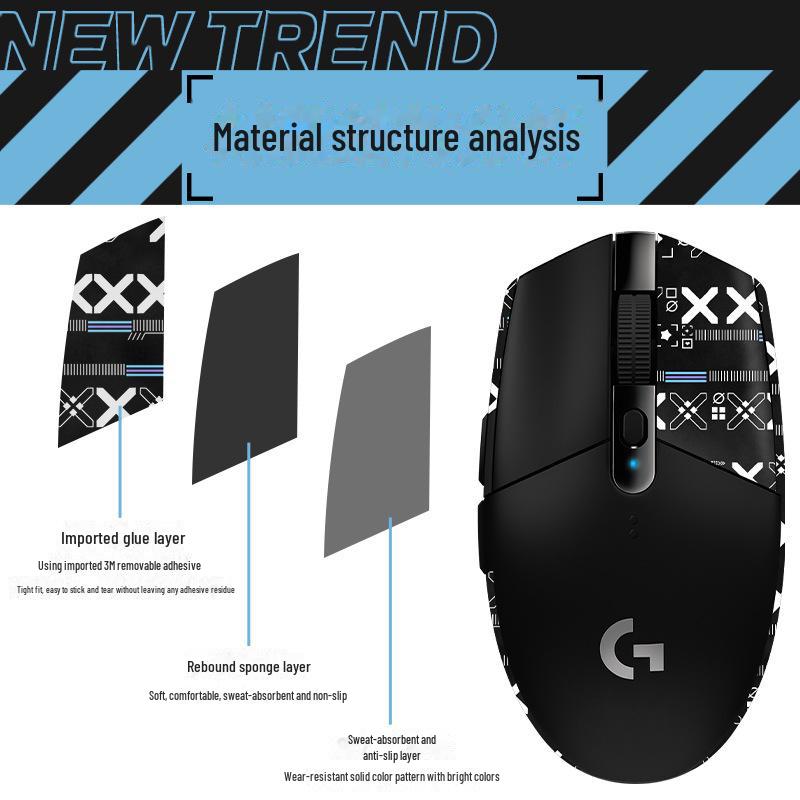 Совместимые противоскользящие и впитывающие пот наклейки для мышей Logitech G304 и G102