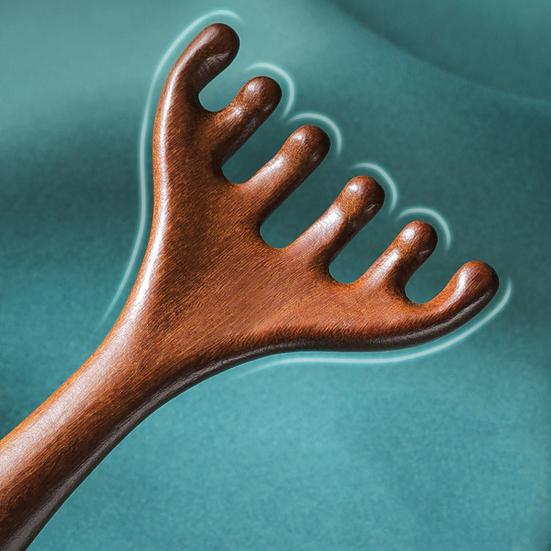 Массажная расческа Yousheng из сандалового дерева с длинной ручкой, лимфодренажный массажный инструмент для снятия мышечного напряжения, акупунктурный массажный инструмент для гуаша с пятью когтями для всей семьи